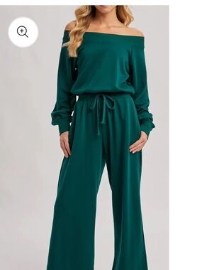 Long Sleeve Forest Green Knit Jumpsuit